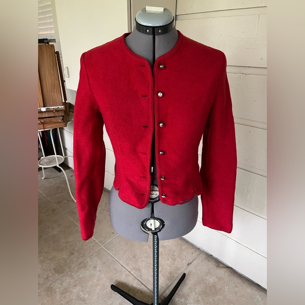 Vintage 1970s Wool Red Button-Up Jacket